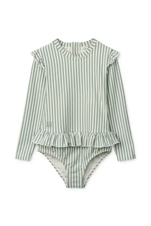 Liewood costum de baie dintr-o bucată pentru bebeluși Sille Baby Seersucker Swimsuit culoarea verde