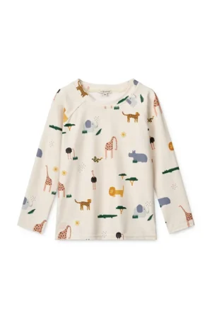Liewood longsleeve de baie pentru copii Noah Printed Longsleeve Swim Tee culoarea bej