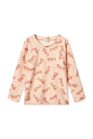 Liewood longsleeve de baie pentru copii Noah Printed Longsleeve Swim Tee culoarea portocaliu