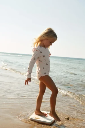 Liewood longsleeve de baie pentru copii Tenley Printed Swim Tee culoarea bej