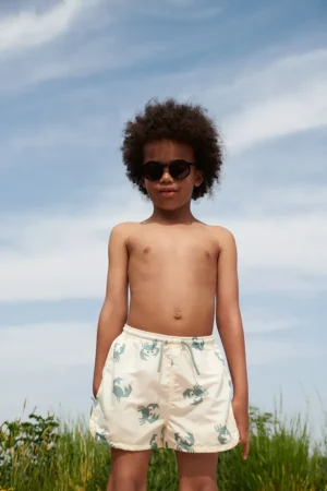 Liewood pantaloni scurți de baie copii Aiden Printed Board Shorts culoarea bej