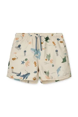 Liewood pantaloni scurți de baie copii Aiden Printed Board Shorts culoarea bej