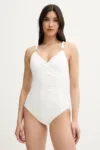 MICHAEL Michael Kors costum de baie dintr-o bucată LOGO TRIM SURPLICE ONE PIECE culoarea alb
