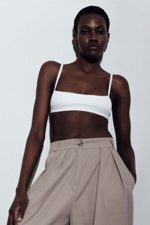 MUUV. sutien de baie BASIC STRONGHOLD WAFFLE culoarea alb