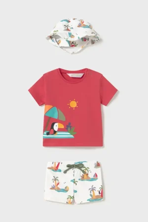 Mayoral Newborn costum de baie pentru bebeluși culoarea rosu