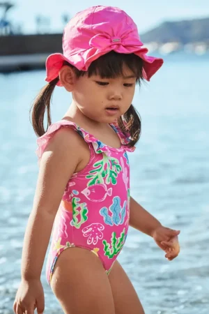 Mayoral costum de baie dintr-o bucată pentru copii culoarea roz