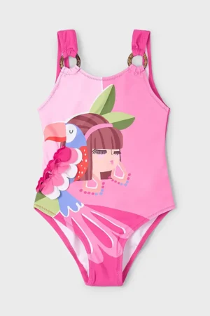 Mayoral costum de baie dintr-o bucată pentru copii culoarea roz