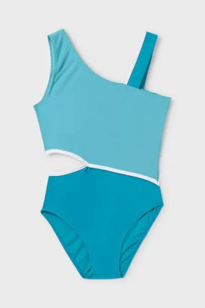 Mayoral costum de baie dintr-o bucată pentru copii culoarea turcoaz