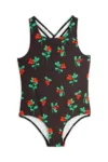 Mini Rodini costum de baie dintr-o bucată pentru copii Lingonberries culoarea negru