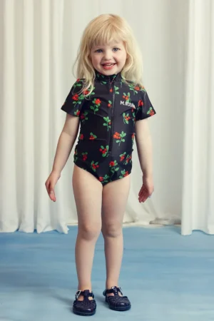 Mini Rodini costum de baie dintr-o bucată pentru copii Lingonberries culoarea negru