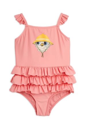 Mini Rodini costum de baie dintr-o bucată pentru copii Owl culoarea roz