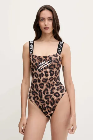 PLEIN SPORT costum de baie dintr-o bucată culoarea maro