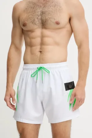PLEIN SPORT pantaloni scurți de baie culoarea alb