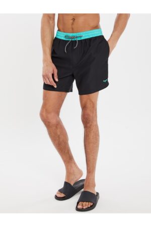 Pantaloni scurti de baie cu banda contrastanta in talie Penglai 3645