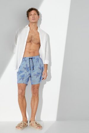 Pantaloni scurti de baie cu banda cu snur in talie si model
