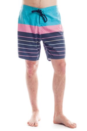 Pantaloni scurti de baie cu design colorblock Lano - Albastru/Rozsddf