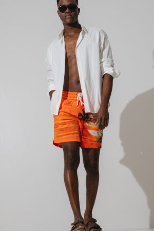 Pantaloni scurti de baie cu imprimeu tropical