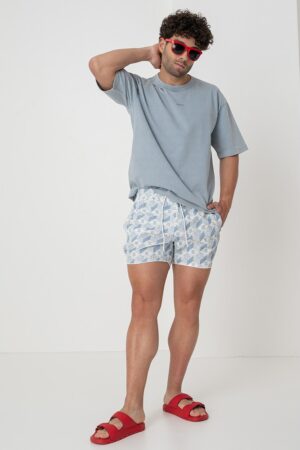 Pantaloni scurti de baie cu logo si model geometric