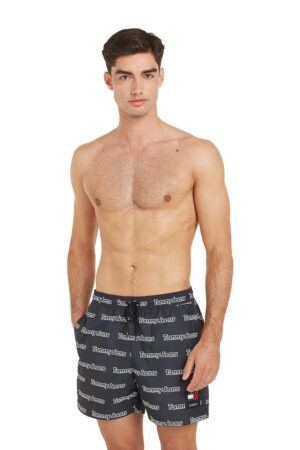 Pantaloni scurti de baie cu logo si talie ajustabila
