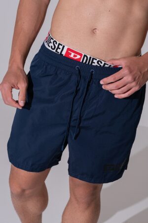 Pantaloni scurti de baie cu mode uni si snur