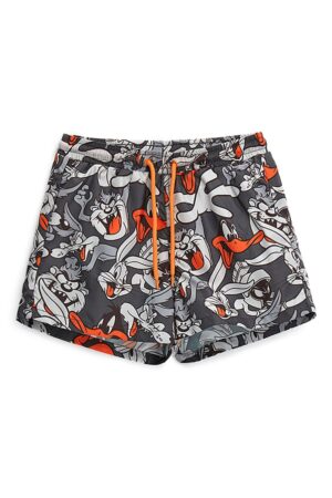 Pantaloni scurti de baie cu model Looney Tunes si snur