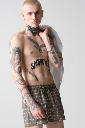 Pantaloni scurti de baie cu model in carouri
