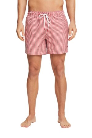 Pantaloni scurti de baie cu model in dungi si snur de ajustare in talie