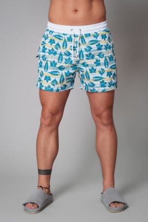 Pantaloni scurti de baie cu model si talie ajustabila