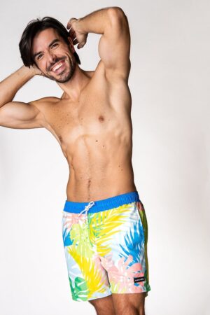 Pantaloni scurti de baie cu model tropical