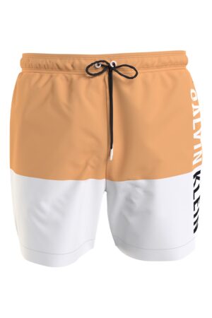 Pantaloni scurti de baie cu snur de ajustare si imprimeu logo