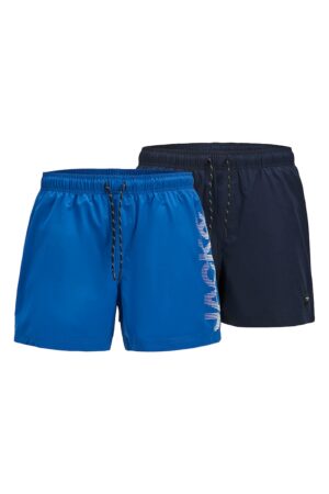 Pantaloni scurti de baie cu snur de ajustare si model uni