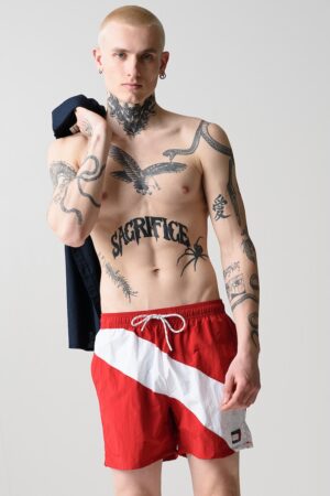 Pantaloni sucrti de baie cu buzunare si snur