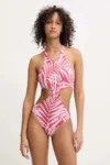 Pepe Jeans costum de baie dintr-o bucată LEAF KNOT SWIMSUIT culoarea roz