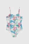 Pepe Jeans costum de baie dintr-o bucată pentru copii HIBISCUS FRILL SWIMSUIT culoarea verde