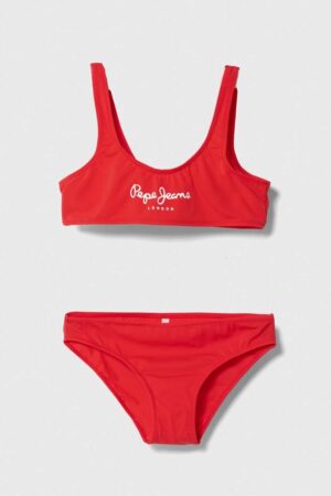 Pepe Jeans costum de baie pentru copii din două piese PEPE SC BIKINI SET culoarea rosu