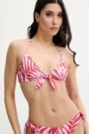 Pepe Jeans sutien de baie LEAF BR KNOT TOP culoarea rosu