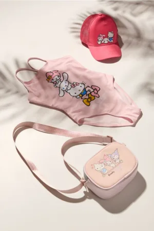 Reserved - Costum de baie Hello Kitty and Friends - roz