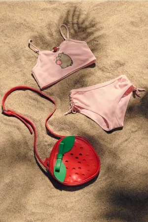 Reserved - Costum de baie Pusheen două piese - roz-pastel