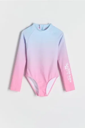 Reserved - Costum de baie cu mânecă lungă - albastru-deschis