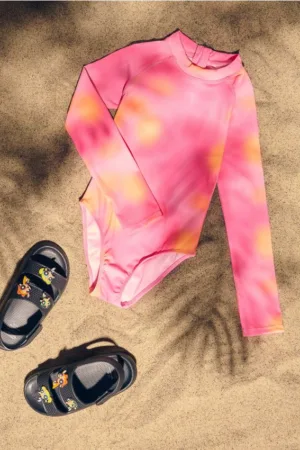 Reserved - Costum de baie cu mânecă lungă - roz-aprins