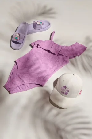 Reserved - Costum de baie cu volănaș - violet