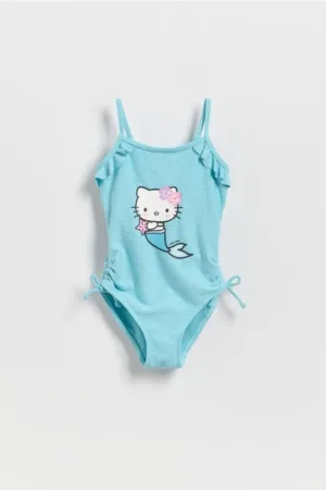 Reserved - Costum de baie din două piese cu Hello Kitty - turcoaz-deschis