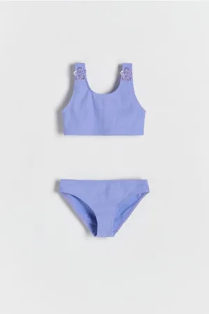 Reserved - Costum de baie din două piese cu aplicație - violet