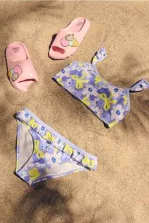 Reserved - Costum de baie din două piese cu volane - multicolor