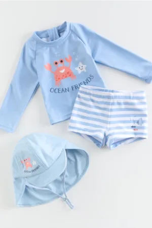 Reserved - Costum de baie imprimat - albastru-pal