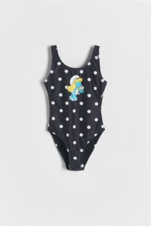 Reserved - Costum de baie întreg Ștrumfii - negru