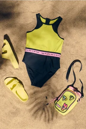 Reserved - Costum de baie întreg - verde-gălbui