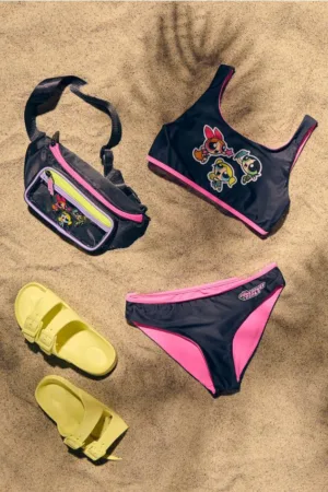 Reserved - Costum de baie reversibil Fetițele Powerpuff - negru