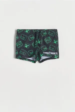 Reserved - Pantaloni scurți de baie Minecraft - negru