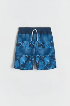 Reserved - Pantaloni scurți de baie cu imprimeu - bleumarin
